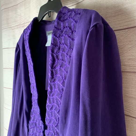 Koret Vintage Purple Blazer Jacket Stretch Embroidered Front Square Button Sz 18 - Picture 14 of 16